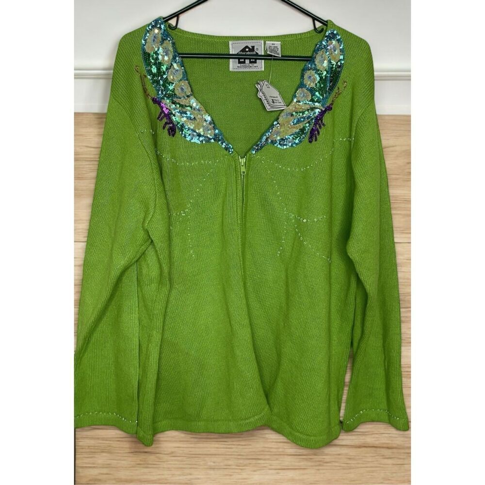 True Vintage Storybook Zip Up Fairy Green Cardigan